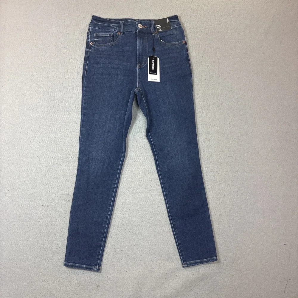 Express Jeans Womens S Blue Denim NWT Skinny‎ High Rise 4 Way Hyper Stretch